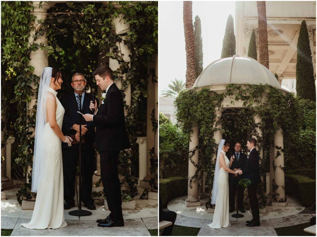 A summer intimate wedding at Caesars Palace and Carmine’s in Las Vegas, by Vegas Wedding Visuals - a Vegas elopement photo/video team.